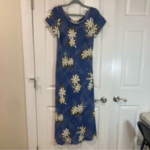 Vintage Iolani beachy resortwear tropical print maxi dress made in Hawaii size M